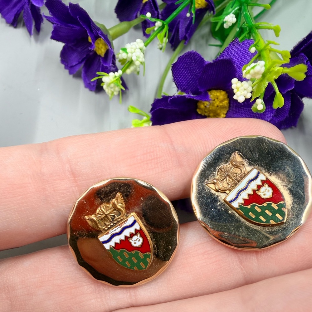 Gold Cufflinks with Northwest Territories Crest Design - Picture 4 of 4